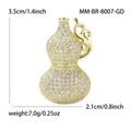 Goldene Wu-Lou-Brosche mit weißen Zirkonia und Wolkenmuster, Größe 3,5 cm x 2,1 cm - 14 Karat Echtgold – Gold 8007 – Gd