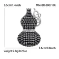Silberne Flaschenkürbis Brosche mit schwarzen Zirkonia Steinen und Abmessungen 3.5x2.1cm - Palladiumweiß K-schwarz 8007-bk