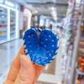 Blue heart-shaped baseball glove keychain pendant with white braided stitching - 3.8cm royal blue (single) gloves