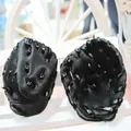 Miniature black faux leather baseball gloves keychain pendant with realistic stitching - 3.8cm black (single) gloves