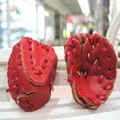 Three-piece baseball keychain set featuring red leather gloves for car accessories - 3.8cm big red (single) gloves
