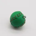 Miniature green baseball keychain pendant with textured faux leather and red stitching - 2cm baseball accessories - green (with spikes)