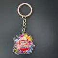 AB Positive Blood Bag acrylic keychain with floral design for medical staff backpacks - Type AB Blood Style