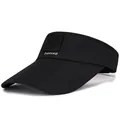 Unisex black breathable sun visor hat with laser-cut ventilation holes and curved brim - Black