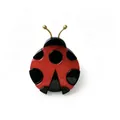 Vibrant red acrylic ladybug brooch with black spots and elegant golden antennae - Red