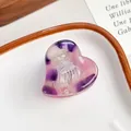 Pince à cheveux cœur en résine marbrée violette et rose avec une finition élégante - Violet Texturé