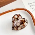 Pince à cheveux cœur en acétate avec motif écaille de tortue marron et beige - Marron Volcanique