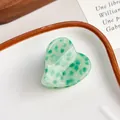 Pince à cheveux coeur en acétate vert clair avec texture marbrée foncée - Vert Lac à Pois