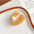 Pince à cheveux cœur en acétate motif marbre ambre et rose pour femmes élégantes - Multicolore