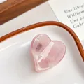 Pince à cheveux cœur rose élégante avec texture marbrée en acétate pour femme - Rose Gelée