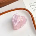 Pince à cheveux coeur en acétate rose marbré avec une finition brillante élégante - Rose Nacre