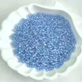 Iridescent light blue glass seed beads for DIY jewelry in shell shaped tray - Iridescent Blue Purple 166