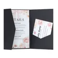 Elegant black pocket invitation set with pink floral cards and RSVP insert card - Black Khaki