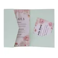 Mint green trifold pocket wedding invitation set with elegant pink floral RSVP card insert - Sea Blue