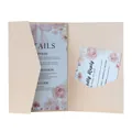 Elegant apricot tri-fold wedding invitation card with watercolor floral details and RSVP - Jade Pearl