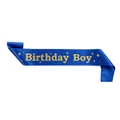 Banda de satén azul oscuro para niños con texto dorado Birthday Boy y estrellas - Azul Oscuro Chico de Cumpleaños (140cm)