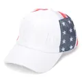 Dettaglio del berretto da baseball con ricamo bandiera USA ed effetto usurato - Taglia Unica(Regolabile) / Bianco