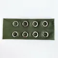 Army green wide fabric headband featuring symmetrical rows of silver metal grommets - Solid Dark Green