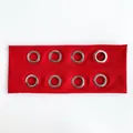 Red printed headband with eight silver metal eyelets and fashion buckle details - Solid Red