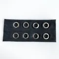 Dark charcoal knitted headband featuring eight polished silver metal grommets - Solid Charcoal Black