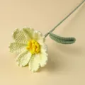 Handmade crochet rose flower in lemon yellow with green leaf and stem for home decor - Mao Si Small Galsang Flower - Light Green