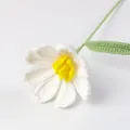 Handmade white crochet daisy flower with yellow center and green stem for home decor - Mao Si Small Galsang Flower - White