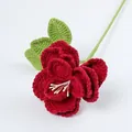 Handmade crochet rose bouquet in vibrant red and green yarn for home decor and gifting - French Rose - Wine Red
