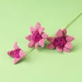 Handmade crochet rose bouquet with pink petals and purple core on green stem - Blue-Eyed Daisy Branch - Rose Purple