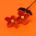 Handmade crochet rose bouquet with orange flowers and knitted leaves for home decor - Mao Si Cornus Flower - Orange