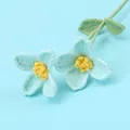 Handmade crochet light blue rose flower with green leaves for home decoration - Mao Si Cornus Flower - Blue