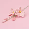 Handmade crochet pink flower bouquet with two blossoms and three buds for home decor - Mao Si Dendrobium - Pink