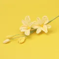 Handmade crochet yellow lily bouquet flower with green stem on bright yellow background - Mao Si Dendrobium - Yellow