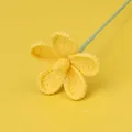 Handmade crochet yellow flower with green stem, minimalist knitted floral home decor - Mao Si Violet - Yellow