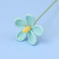 Handmade crochet light blue flower with yellow stamen and green stem for home decor - Mao Si Violet - Blue