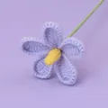 Handmade crochet rose bouquet in light purple with yellow stamen and green stem - Mao Si Violet - Purple
