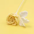 Handmade crochet rose bouquet in light yellow and white yarn for home decor - Macaron Roselle Rose - Yellow (White Leaf)