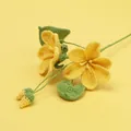 Handmade crochet rose bouquet in bright yellow and green yarn for home decor - Xue Wu Tung Flower Branch - Yellow