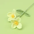 Handmade crochet narcissus flower in light yellow with green stem for home decor - Mao Si Cornus Flower - Green