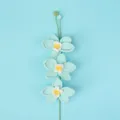 Handmade crochet orchid flower bouquet in mint blue with three blooms and small buds - Phalaenopsis Orchid Branch - Blue