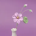 Handmade crochet bouquet with purple roses and yellow pistils in a white vase - Purple - Single Tung Flower Branch