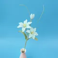 Handmade crochet light blue lily bouquet in a white ceramic vase for home decor - Zephyrlanthes-Blue