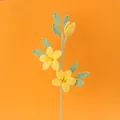 Handmade crochet yellow rose bouquet with blooming flowers and green leaves - Star Jasmine Branch - Deep Yellow