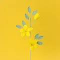 Handmade crochet rose flower bouquet in vibrant yellow with green leaves for home decor - Star Jasmine Branch - Bright Yellow