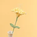 Handmade crochet lily in pale yellow yarn with green stem for home decoration - Crape Myrtle Branch - Yellow