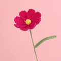 Handmade crochet rose flower bouquet in magenta with yellow center for home decor - Galsang Flower Branch - Rose Purple