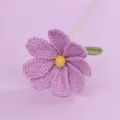 Handmade crochet lavender flower bouquet with yellow center and green leaf on stems - Galsang Flower Branch - Purple