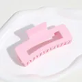 Pink matte large shark hair claw clip with rectangular hollow design for women - Pink Square