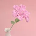 Handmade crochet pink lily flower bouquet with green leaves in a white ceramic vase - Crape Myrtle Branch - Rose Pink