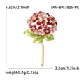 Hortensien-Brosche in Rot und Rosa mit Emaille, Kristallen und goldenem Stiel, 5,3cm - Rosa