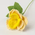 Handmade crochet yellow rose bouquet with green leaves in high quality cotton yarn - French Rose - Yellow